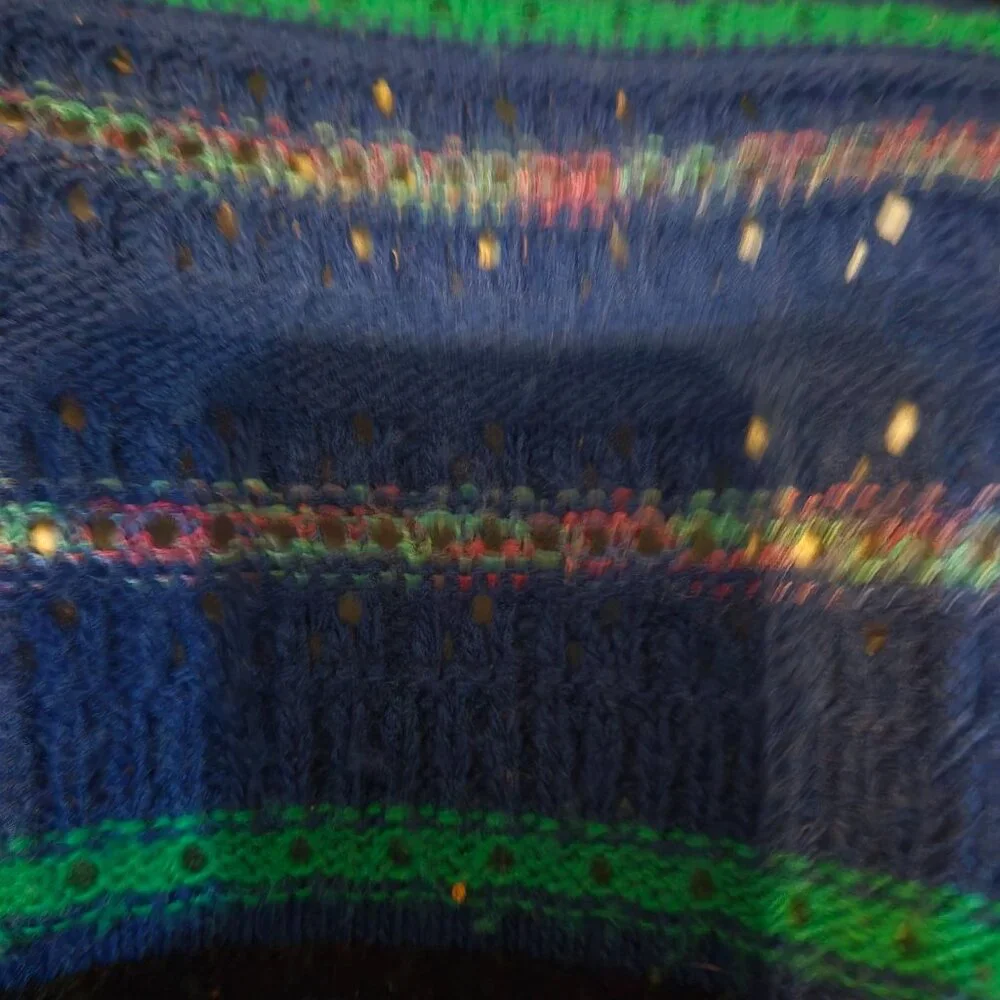 Alfred Dunner Vintage Coogi Style Inspired Striped Knit Sweater Large Blue Green - Picture 3 of 7